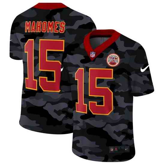 Kansas City Chiefs 15 Patrick Mahomes Men Nike 2020 Black CAMO Red Vapor Untouchable Limited Stitched NFL Jersey